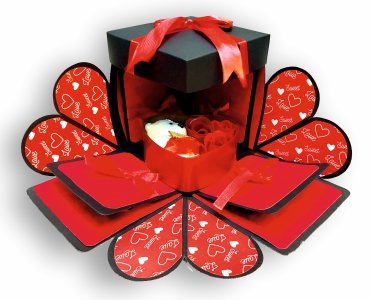 Explosive Gift Box, Birthday Gift, Wedding gift, Valentine Love Gift for your wife/husband, fiance, boyfriend Without Chocolate (1 TIN BOX INCLUDES TEDDY & ROSES)