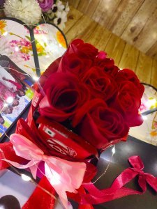 Explosion Box Love Gift for Couple(4 Chocolate Rs20 & 1 Cock Light)without photo Greeting Card