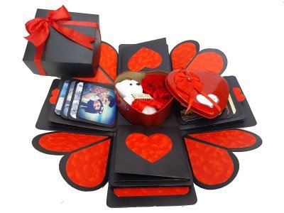 Explosion Gift Box, Birthday Gift, Wedding gift, Valentine Love Gift for your wife/husband, fiancé, boyfriend  (1 TIN BOX INCLUDES TEDDY & ROSES)