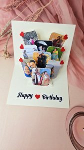 Customized Love Popup Happy Birthday 3D Greeting Card With Envelope For Husband, Wife and Friend Note Card (1pc) with Photo