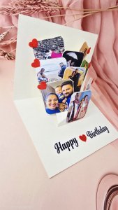 Customized Love Popup Happy Birthday 3D Greeting Card With Envelope For Husband, Wife and Friend Note Card (1pc) with Photo