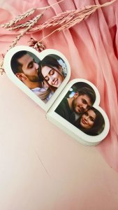 Mini Scrapbook Budget Friendly Cute Handmade Scrapbook | Personalized Photo Gift for Birthday Anniversary Valentine & Any Occasion | Customizable with 8 Photos(heart shape scrapbook (white))