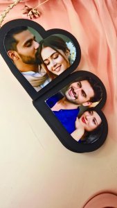 Mini Scrapbook Budget Friendly Cute Handmade Scrapbook | Personalized Photo Gift for Birthday Anniversary Valentine & Any Occasion | Customizable with 8 Photos (heart shape scrapbook (black)