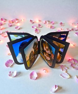 Mini Scrapbook Budget Friendly Cute Handmade Scrapbook | Personalized Photo Gift for Birthday Anniversary Valentine & Any Occasion | Customizable with 8 Photos (Mini scrapbook(black))