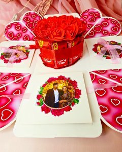 Personalised Chocolate Explotion Gifts Boxfor Him/Her Valentine's Anniversary Wedding Birthday With Photos And 10 Chocolate (Each 10 Rs) Surprising Gift for Anyone (White)