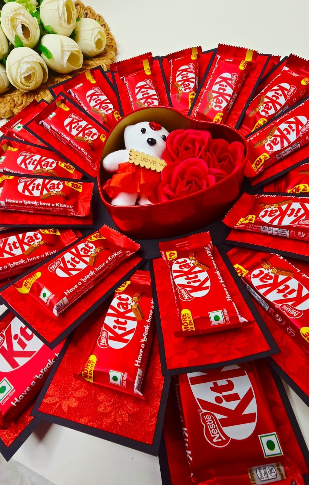 3 Layer Chocolate octagonal Explotion Gift Box and Teddy Handmade Surprise Gift for Birthday Anniversary and any Special Occasions