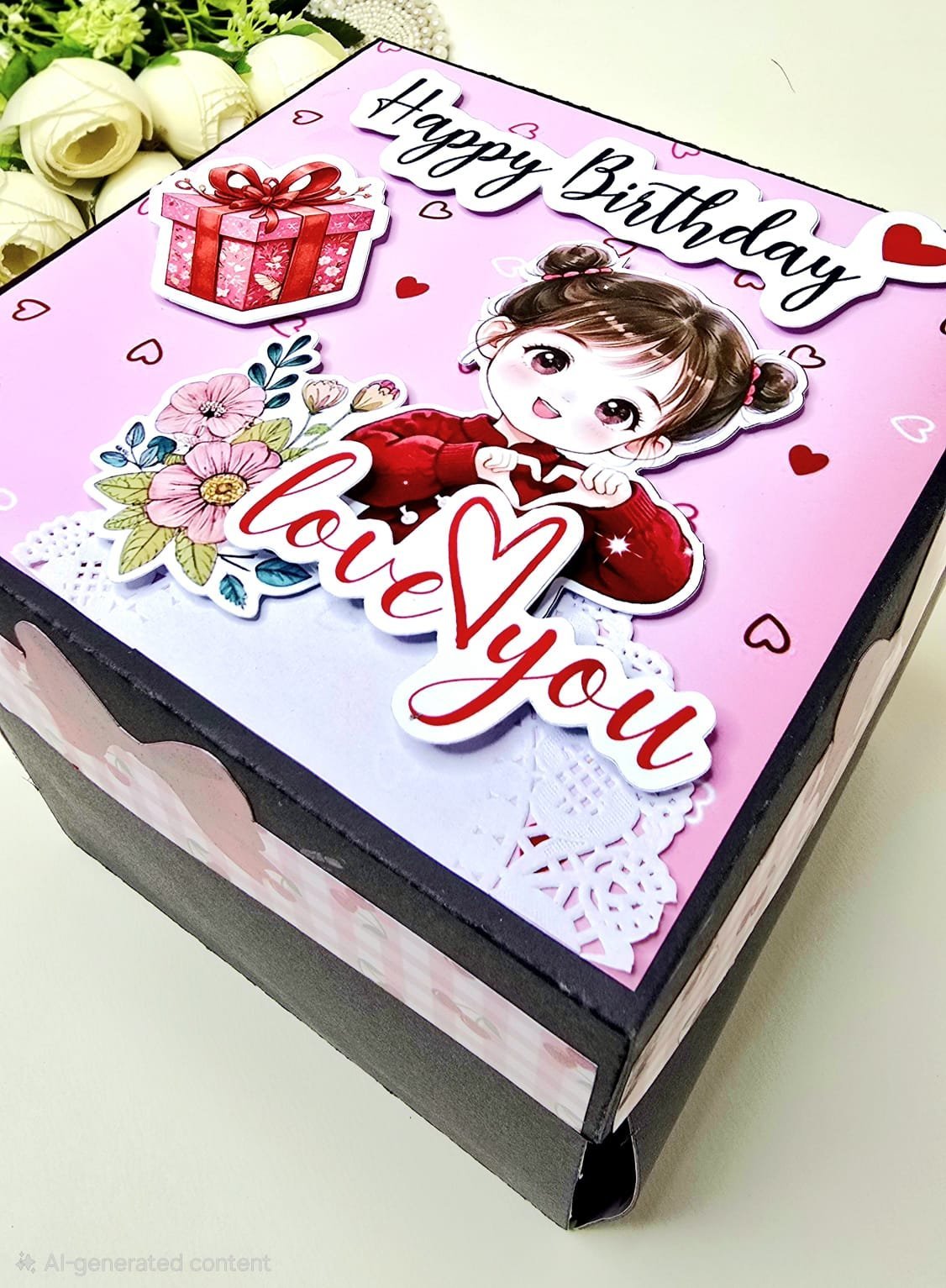 3 Layer Chocolate Explotion Gift Box With Pramid Photo Album For Bithday, Annivarsary and Any other Occation