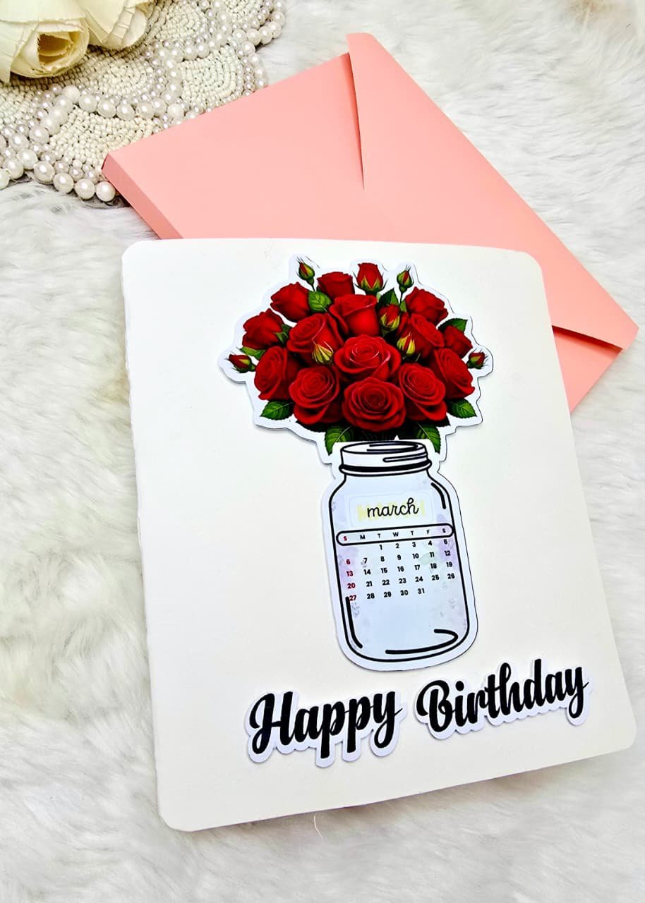 Customized 3D Popup Bithday Greeting Card Envelope For Husband, Wife and Friend Note Card (1pc) with Photo