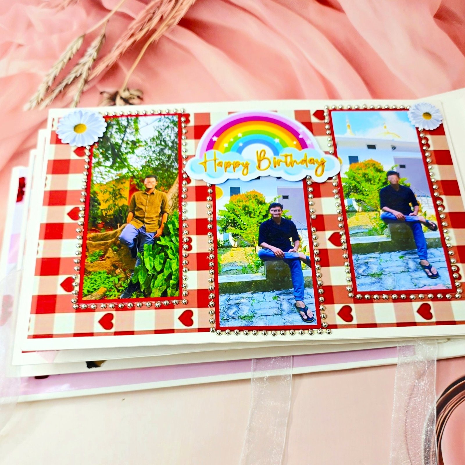 Personalised Scrapbook Album Couples Memory Book Gifts for Him Valentine's Anniversary Wedding Birthday Photo Album Couples Scrapbook Creative Surprising Gift for Anyone (Multicoloured)