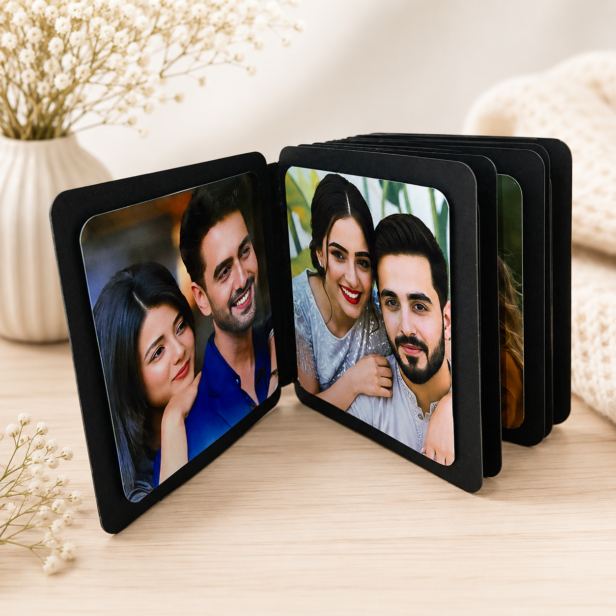Mini Scrapbook Budget Friendly Cute Handmade Scrapbook | Personalized Photo Gift for Birthday Anniversary Valentine & Any Occasion | Customizable with 8 Photos(square shape scrapbook Black)