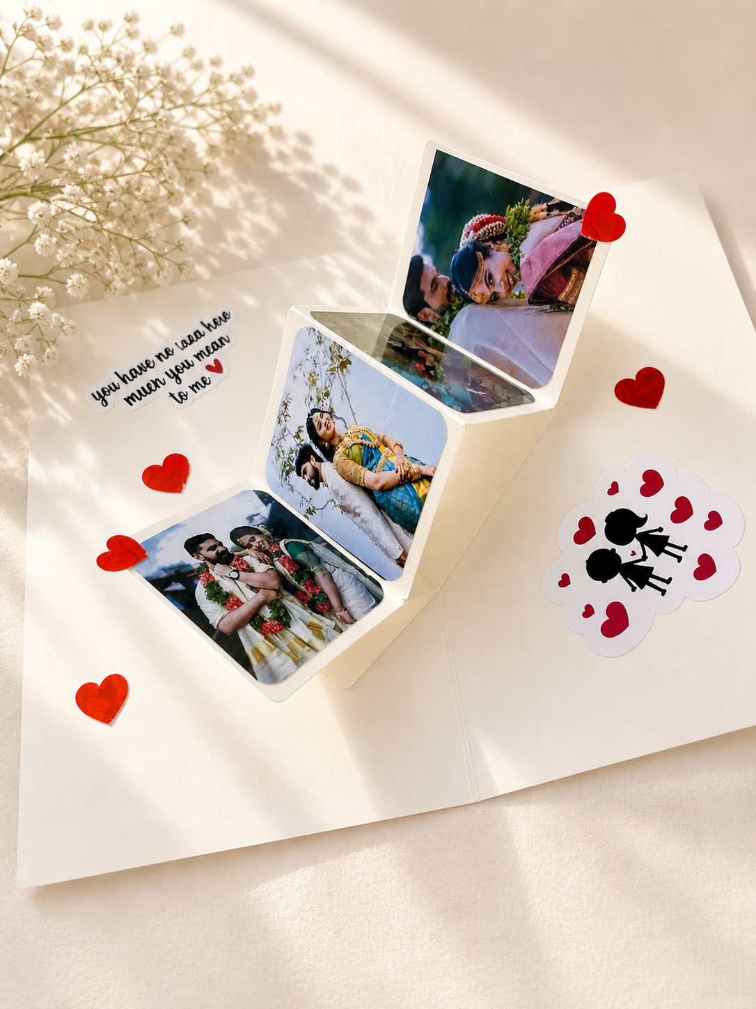 Customized Love Popup 3D Greeting Card With Envelope For Husband, Wife and Friend Note Card (1pc) with Photo