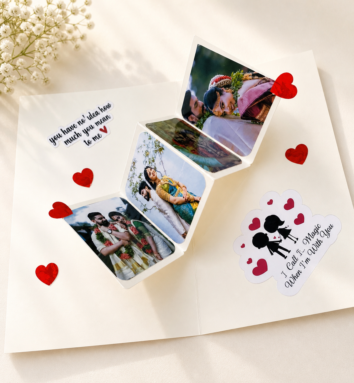 Customized Love Popup 3D Greeting Card With Envelope For Husband, Wife and Friend Note Card (1pc) with Photo
