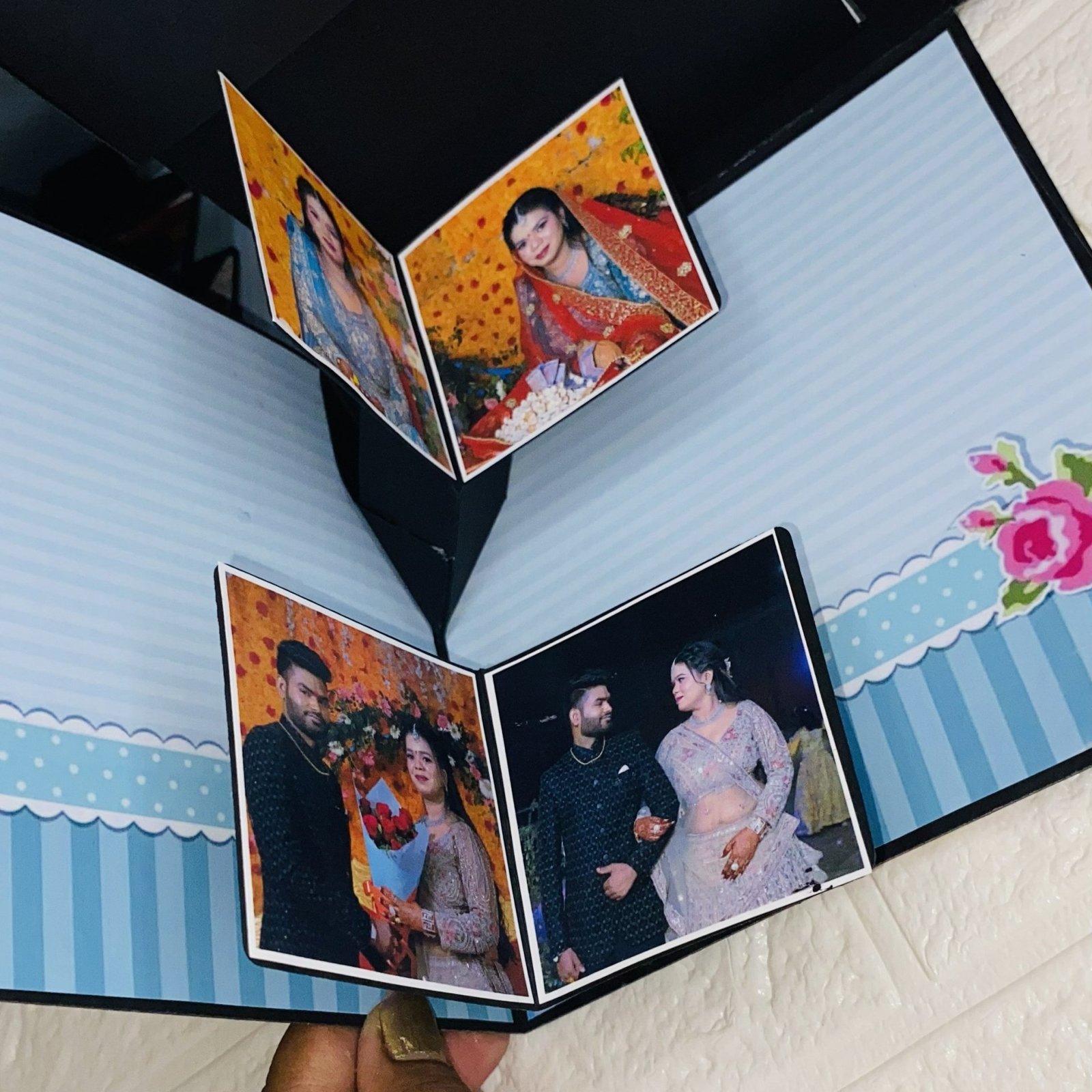 Handmade Explosion Box Scrapbook Gift for Couples | Customized Photo Memory Box with Chocolate Holder | Anniversary Birthday Surprise Gift