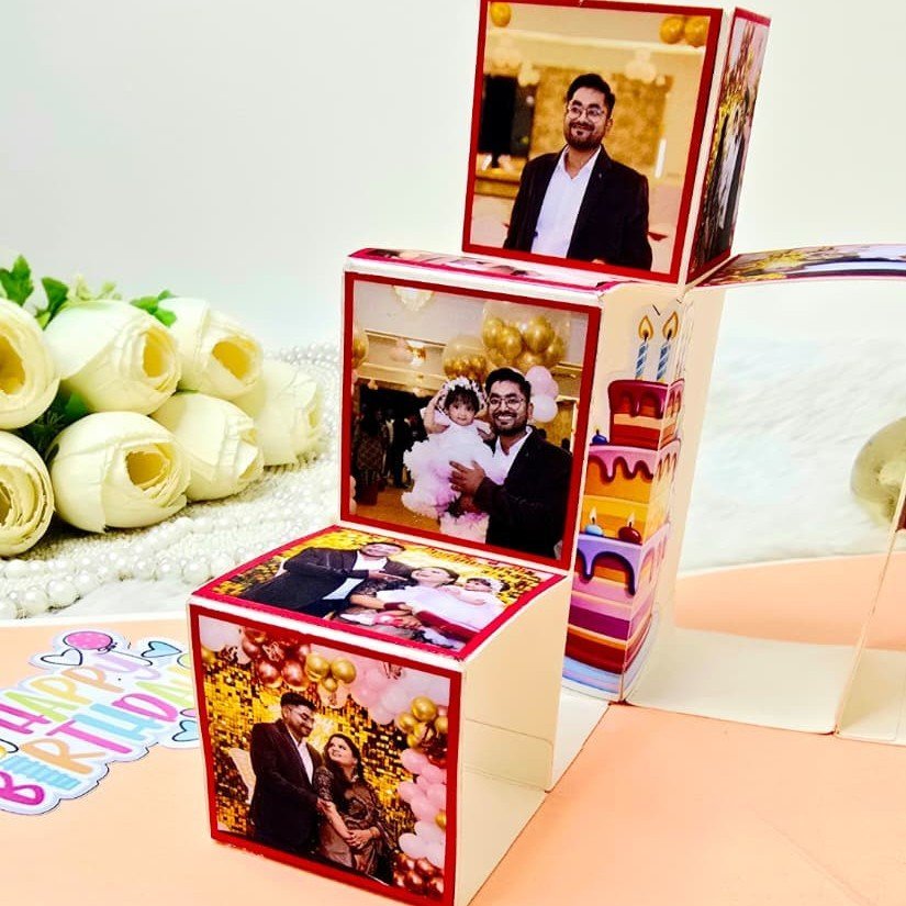 Popup 3D Memory Greeting Card Gift for Birthday With 10 Photo