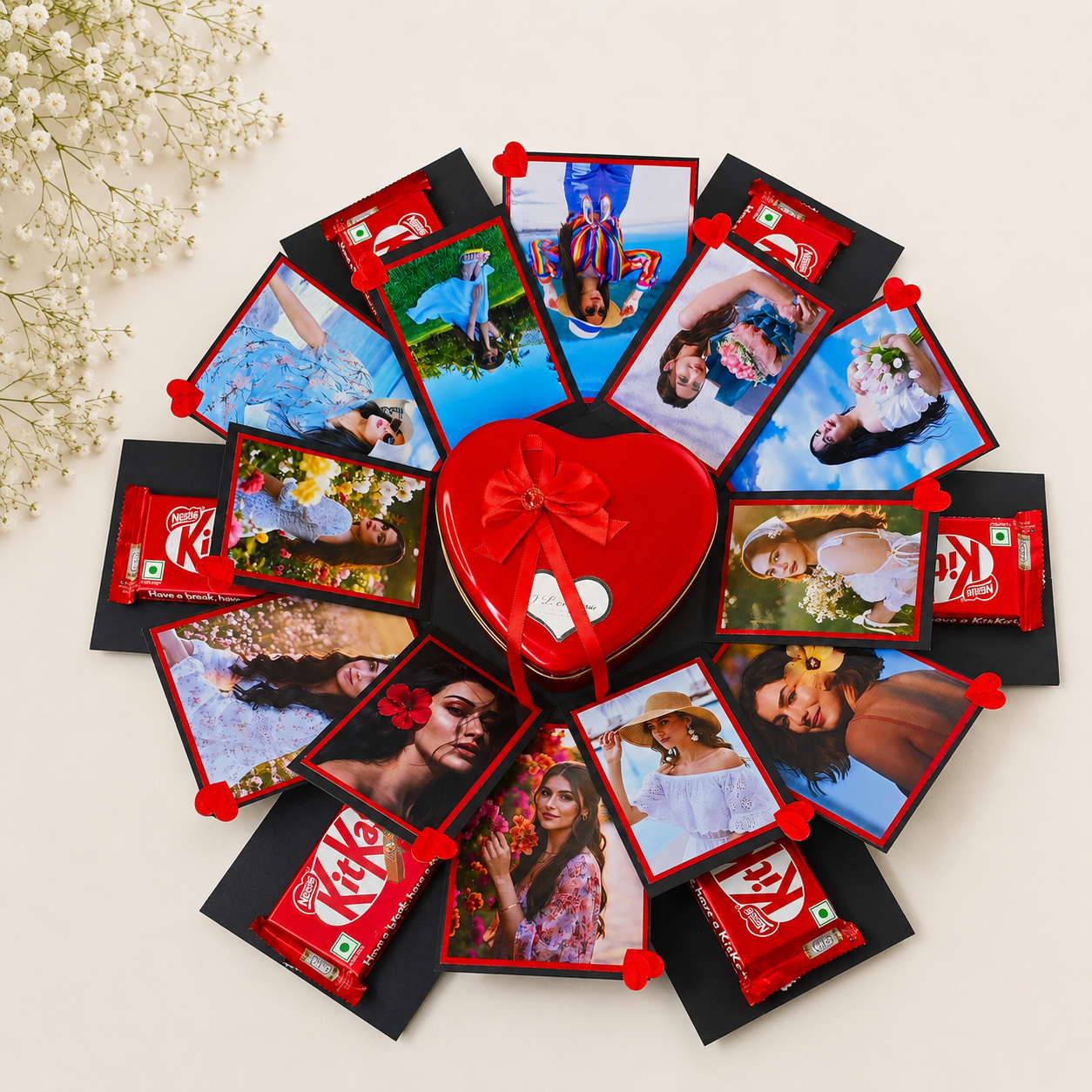 3 Layer Gift Box with 6 Chocolates and 12 Photos