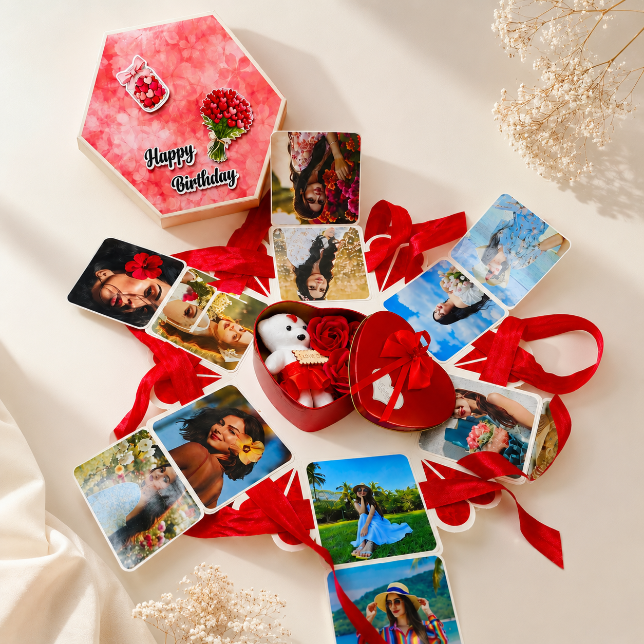 Personalized Birthday Explosion Box Gift | Handmade Surprise Gift Box with Photos & Chocolates