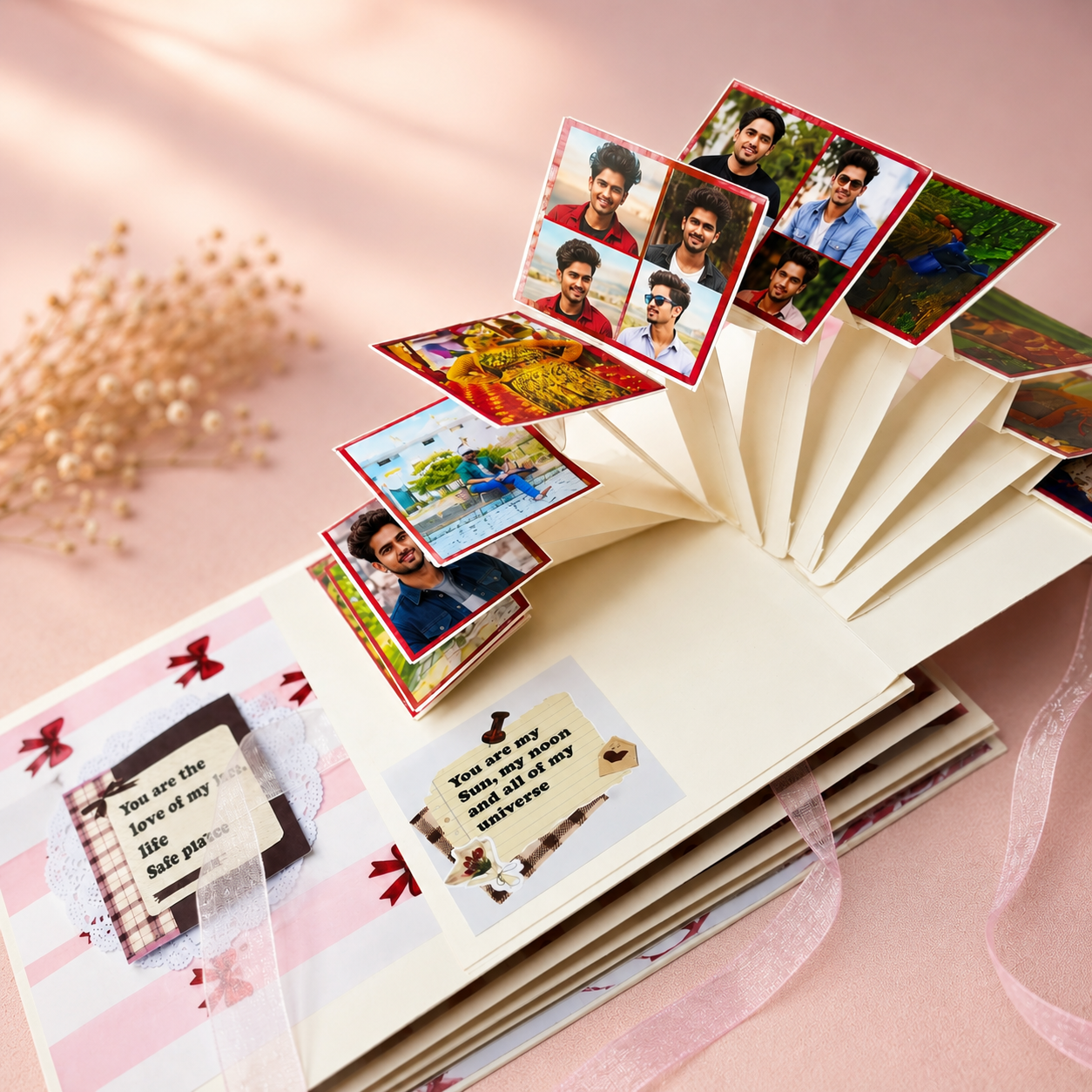 Personalised Scrapbook Album Couples Memory Book Gifts for Him Valentine's Anniversary Wedding Birthday Photo Album Couples Scrapbook Creative Surprising Gift for Anyone (Multicoloured)