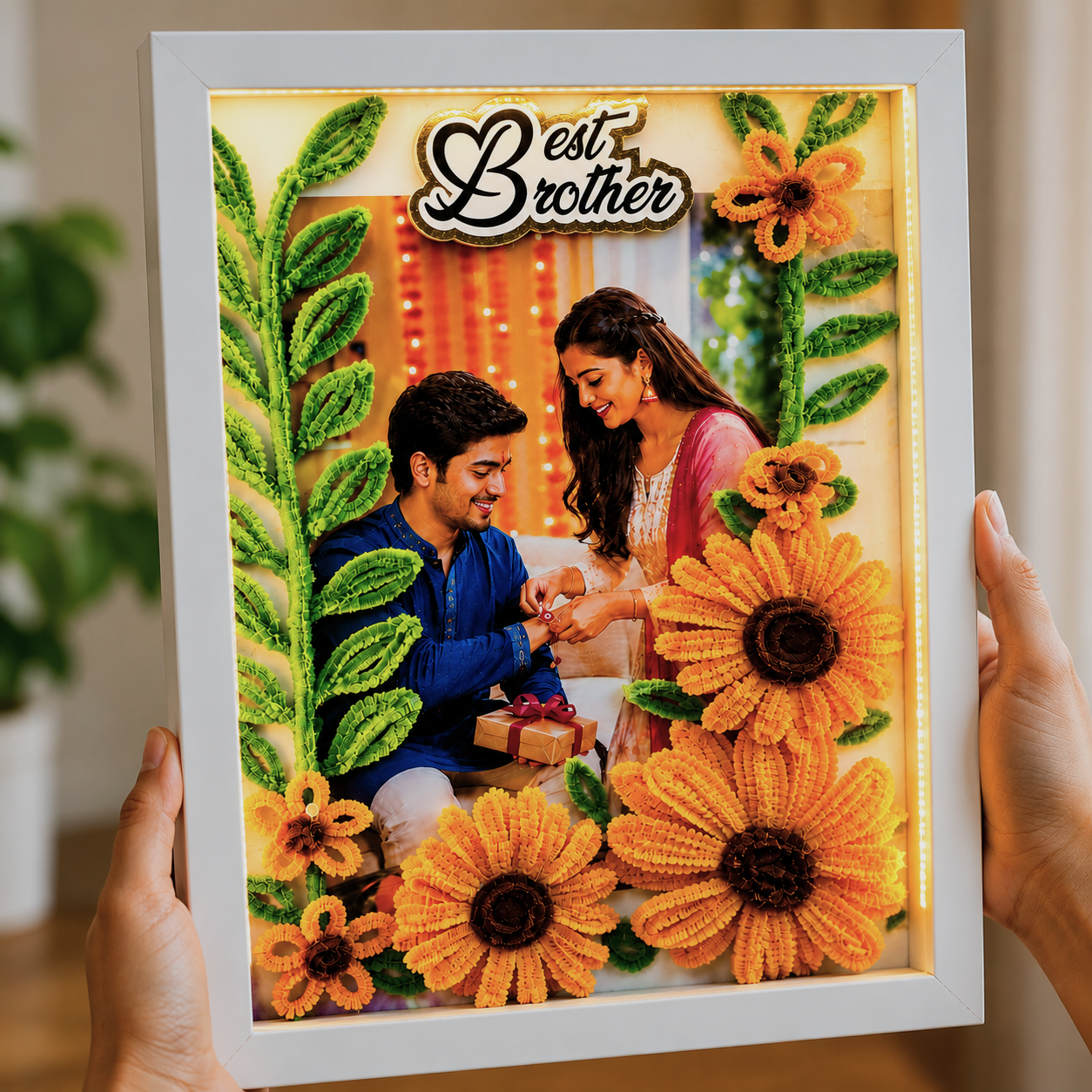 Raksha Bandhan Special Personalized LED Photo Frame for Brother & Sister