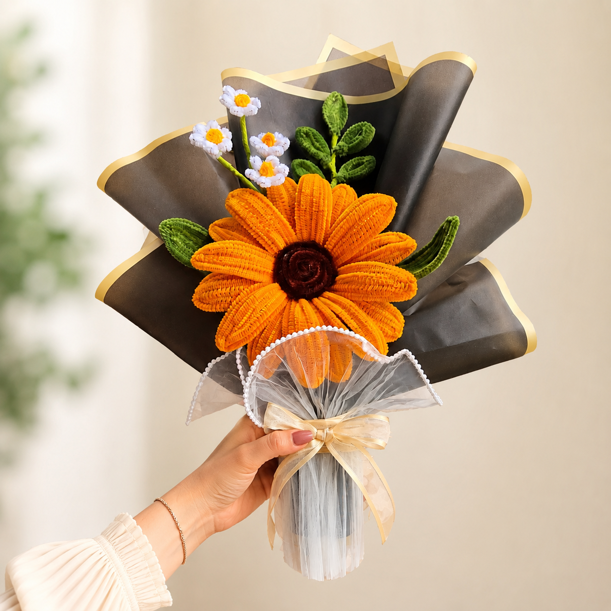 Handmade Crochet Sunflower Bouquet