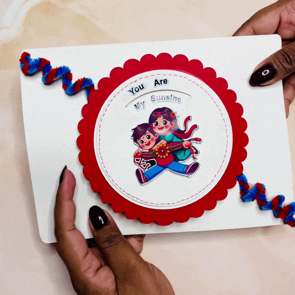 Personalized Rakshabandhan Photo Geeting Card with 1 rakhi, roli chawal and 1 chocolate