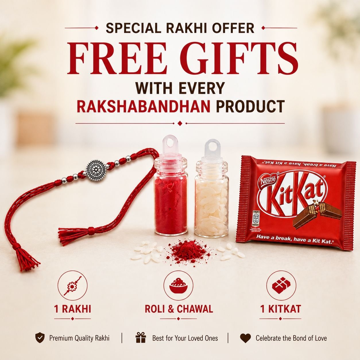 Personalized Rakshabandhan Photo Geeting Card with 1 rakhi, roli chawal and 1 chocolate