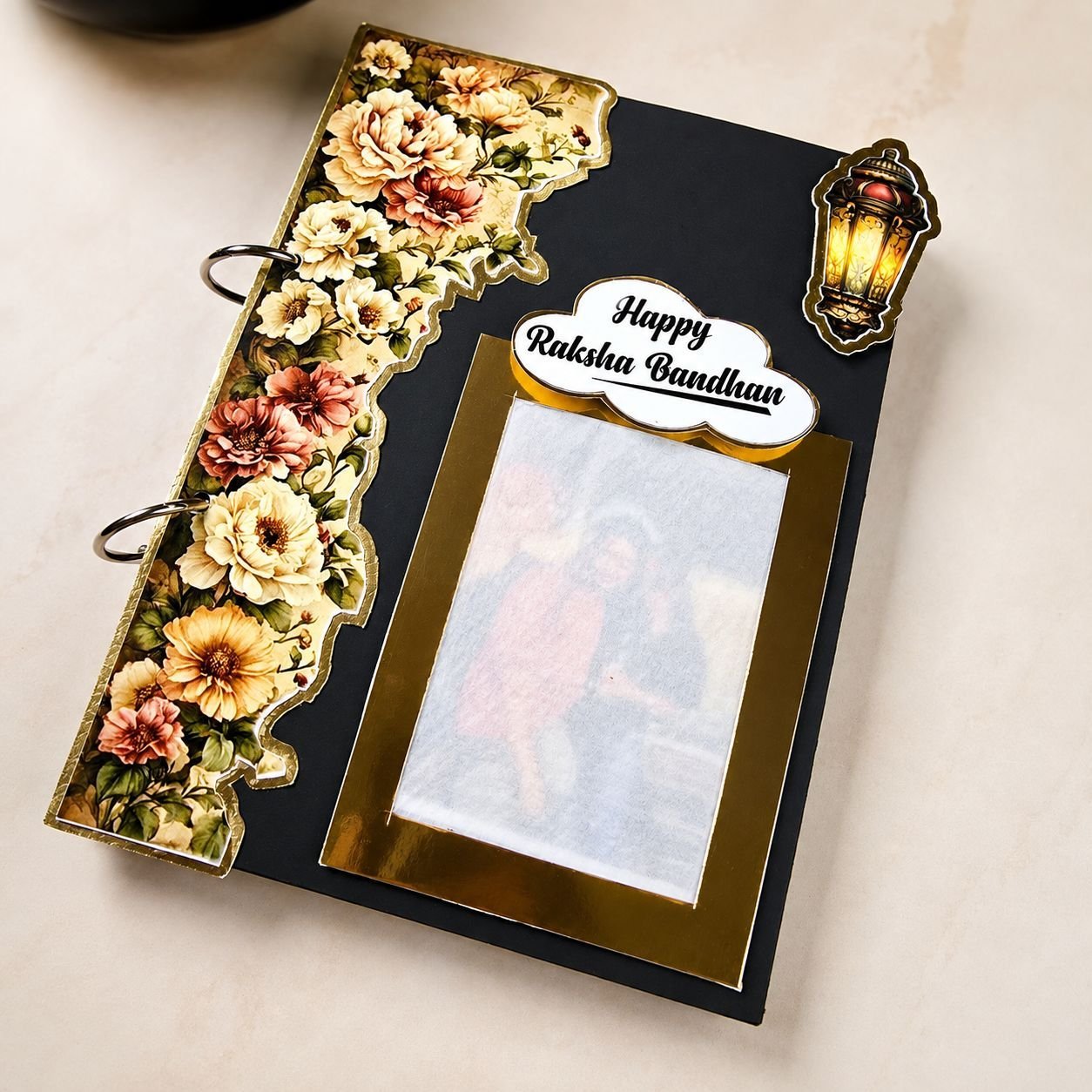 Customized Magical Fire Raksha Bandhan Photo Album with 1 rakhi,roli chawal and 1 chocolate