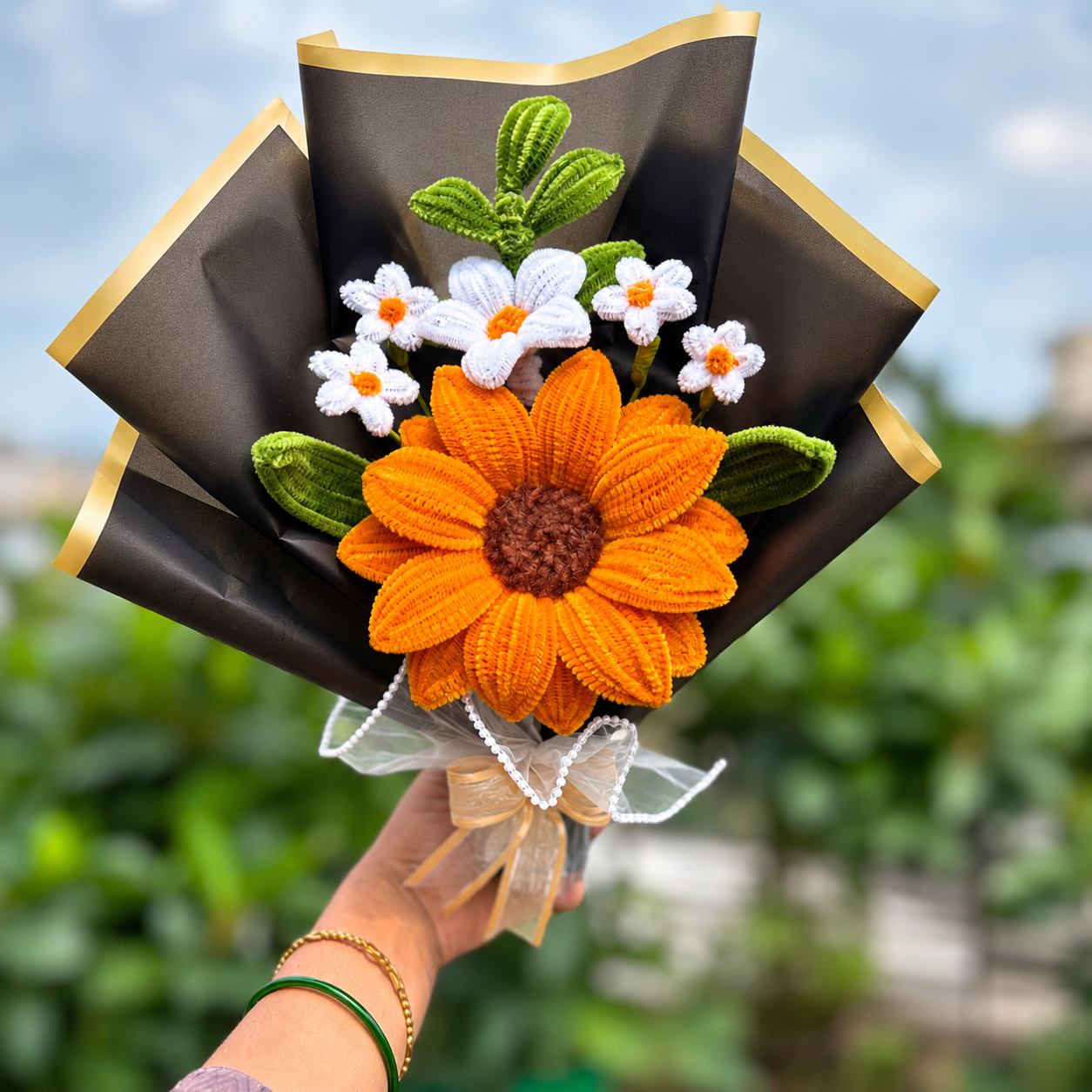 Handmade Crochet Sunflower Bouquet