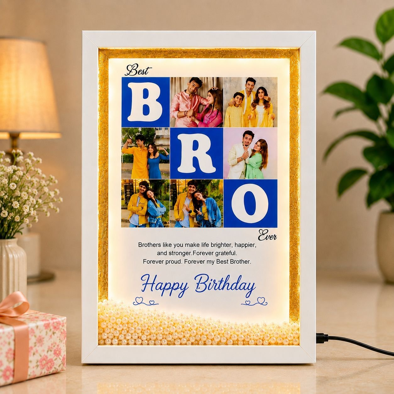 Personalized Best Brother Photo Frame | Happy Birthday Gift for Brother