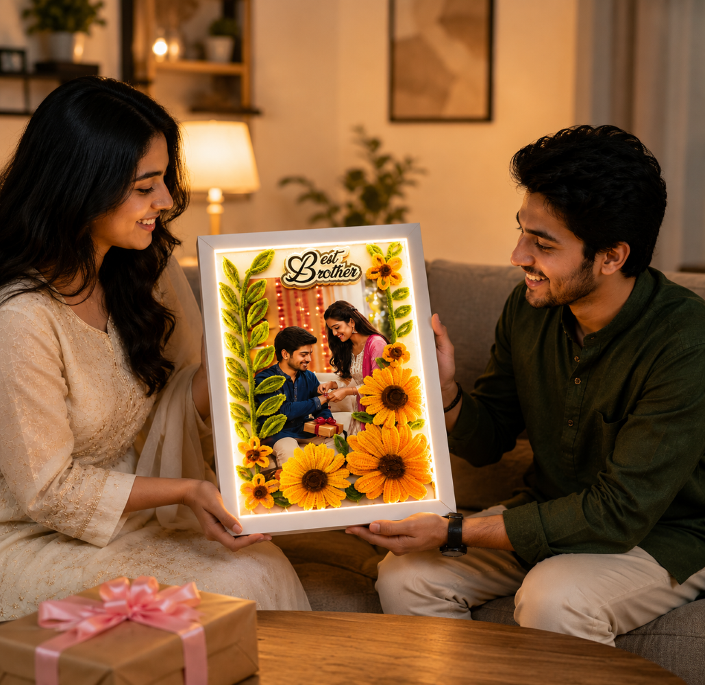Raksha Bandhan Special Personalized LED Photo Frame for Brother & Sister